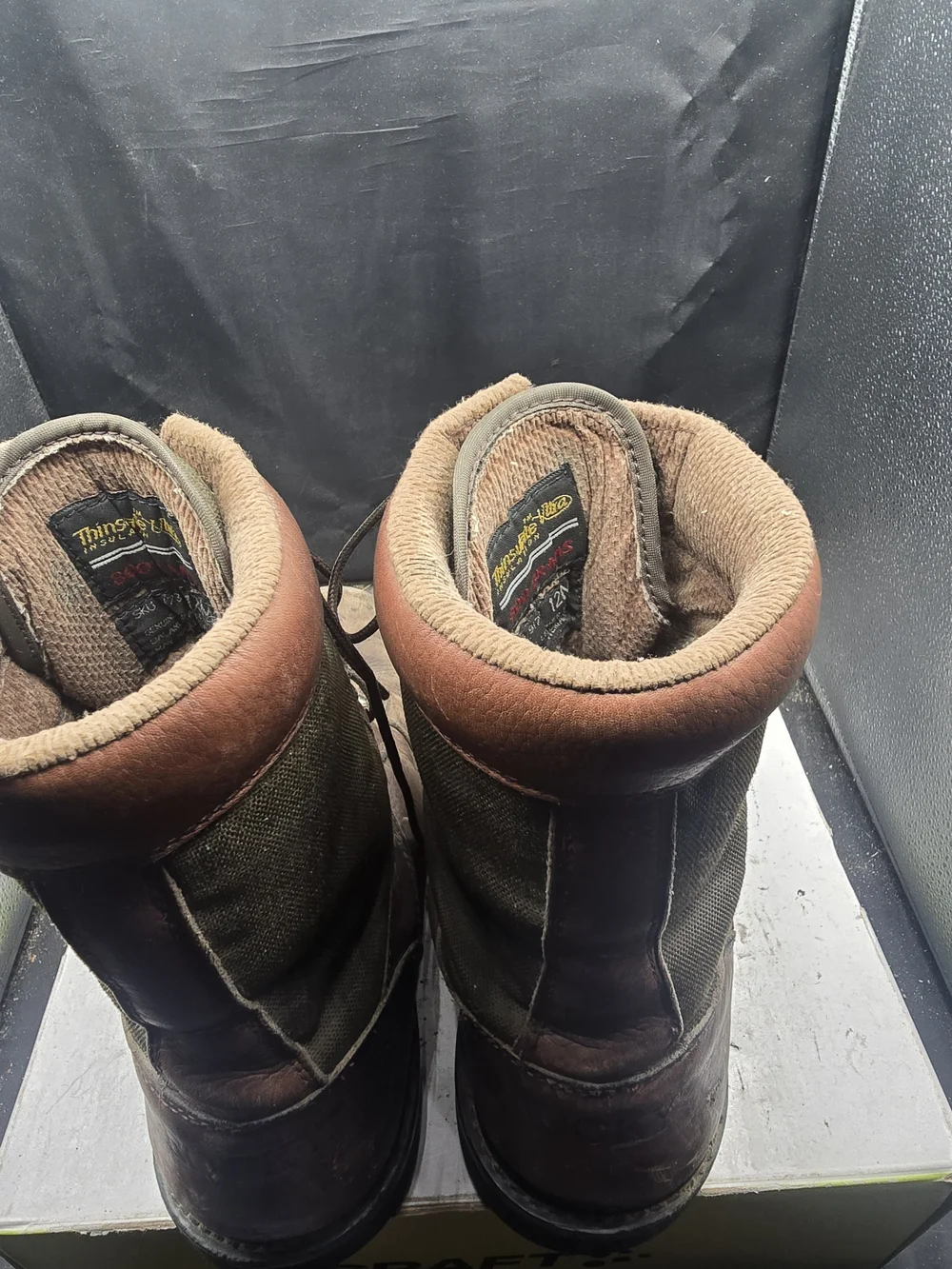 Rocky Brown Leather Work Boots with Olive Fabric Panels